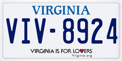VA license plate VIV8924