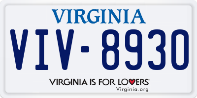 VA license plate VIV8930