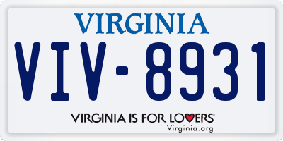 VA license plate VIV8931