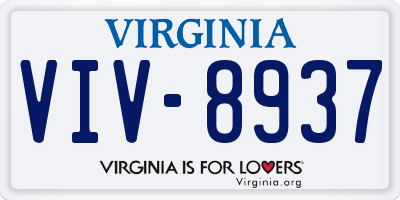 VA license plate VIV8937