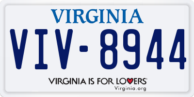 VA license plate VIV8944