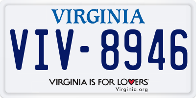 VA license plate VIV8946