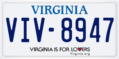 VA license plate VIV8947