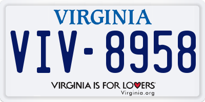VA license plate VIV8958