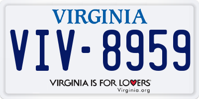 VA license plate VIV8959