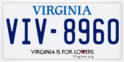 VA license plate VIV8960