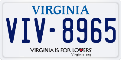 VA license plate VIV8965