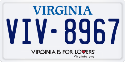 VA license plate VIV8967