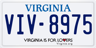 VA license plate VIV8975