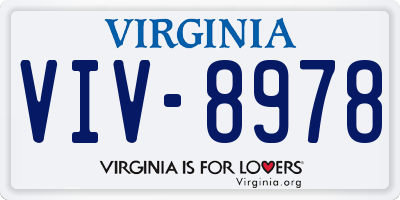 VA license plate VIV8978