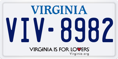 VA license plate VIV8982