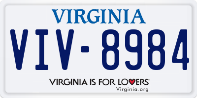 VA license plate VIV8984
