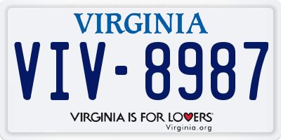 VA license plate VIV8987