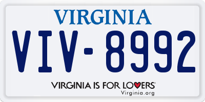 VA license plate VIV8992