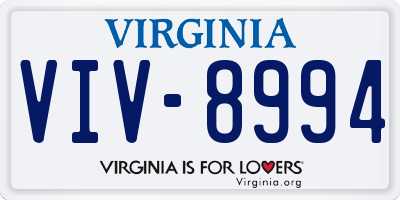VA license plate VIV8994