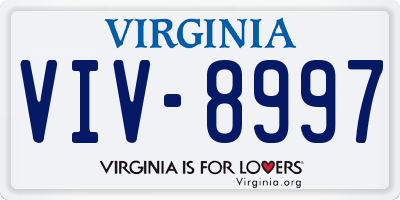 VA license plate VIV8997