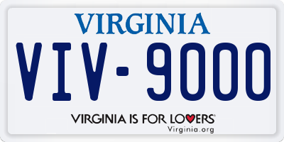 VA license plate VIV9000