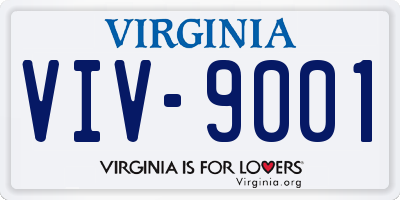 VA license plate VIV9001