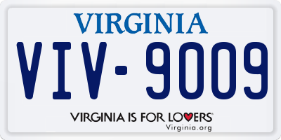 VA license plate VIV9009