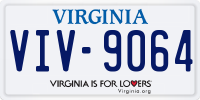 VA license plate VIV9064
