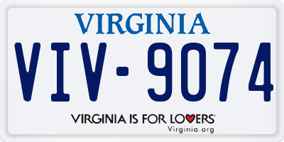 VA license plate VIV9074
