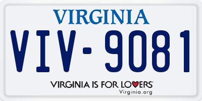 VA license plate VIV9081