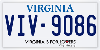 VA license plate VIV9086