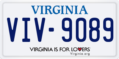 VA license plate VIV9089