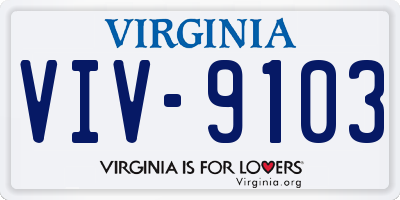 VA license plate VIV9103