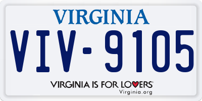 VA license plate VIV9105