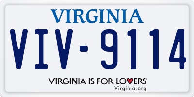 VA license plate VIV9114