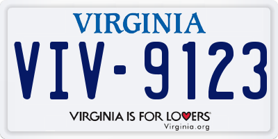 VA license plate VIV9123