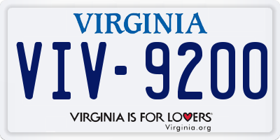 VA license plate VIV9200