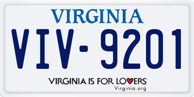 VA license plate VIV9201