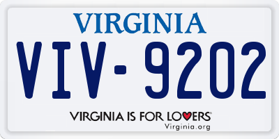 VA license plate VIV9202