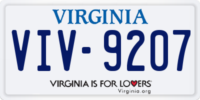 VA license plate VIV9207