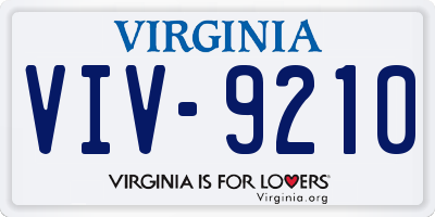 VA license plate VIV9210