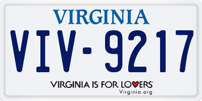 VA license plate VIV9217