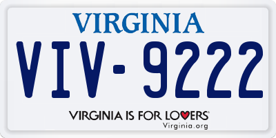VA license plate VIV9222