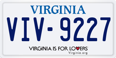 VA license plate VIV9227