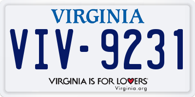 VA license plate VIV9231