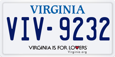 VA license plate VIV9232