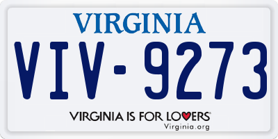 VA license plate VIV9273