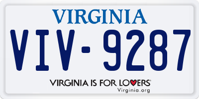 VA license plate VIV9287