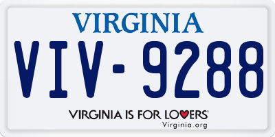 VA license plate VIV9288