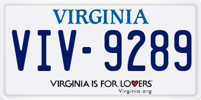 VA license plate VIV9289