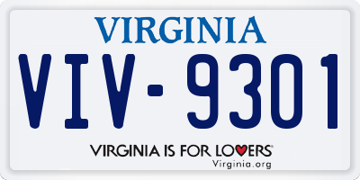VA license plate VIV9301