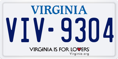 VA license plate VIV9304