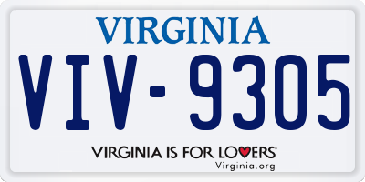VA license plate VIV9305