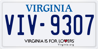 VA license plate VIV9307